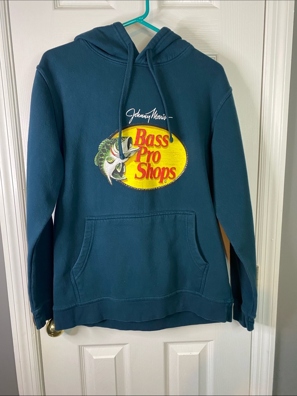 Bass Pro Shops Dark Teal Crewneck Hoodie with Logo Patch Size Small/Petite.